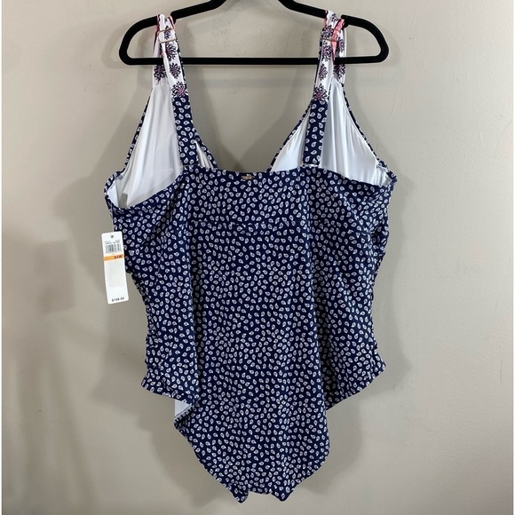 Anne Cole Women’s Plus Size Cottage Floral One-Piece‎ V-Front Swimsuit Sz 24W - Picture 3 of 10